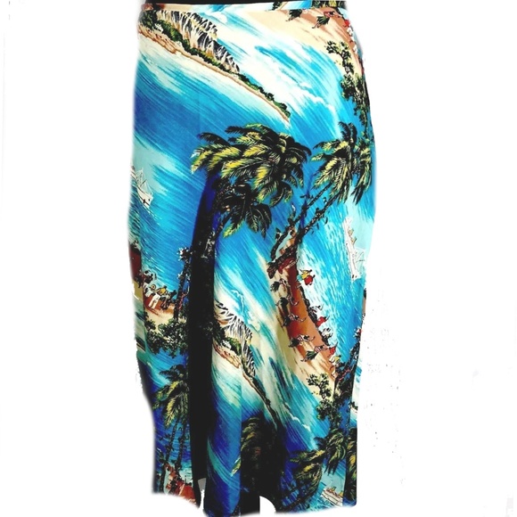 Wanted Dresses & Skirts - Wanted Hawaiian Skirt Tiki Island Palm Trees Ocean